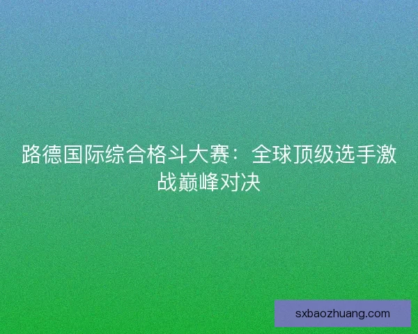 路德国际综合格斗大赛：全球顶级选手激战巅峰对决
